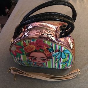 Green striped Frida Khalo Purse